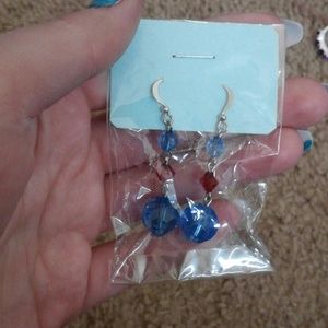 Blue and red earrings